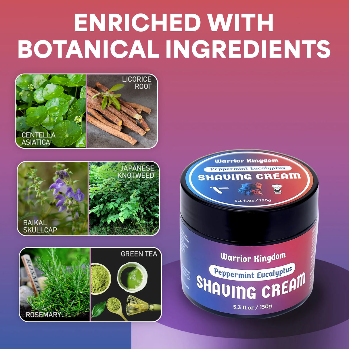 Wholly Kaw Warrior Kingdom Shaving Cream Peppermint Eucalyptus 5.3oz