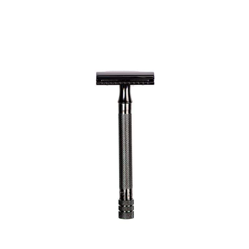 Merkur Black 23c Double Edge Safety Razor, Extra Long Handle, PVD Coated