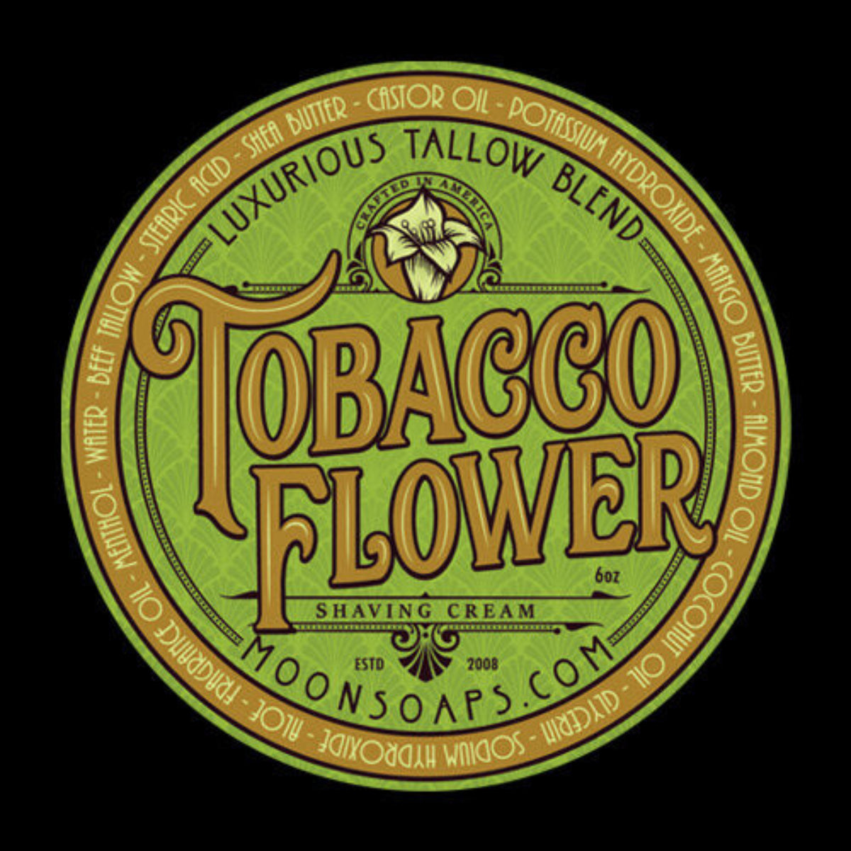 Moon Soaps Tobacco Flower Shaving Cream 6oz