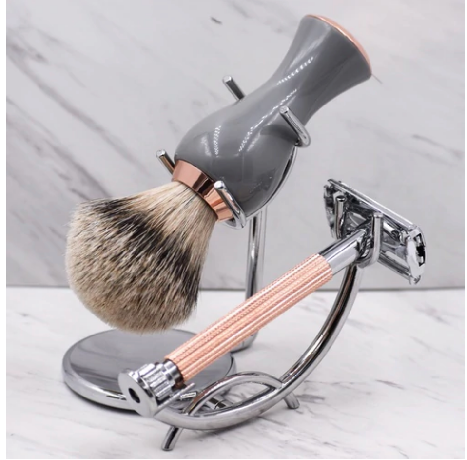 Parker - Chrome Razor And Brush Stand for Both Straight Razors and Long Handle Safety Razors