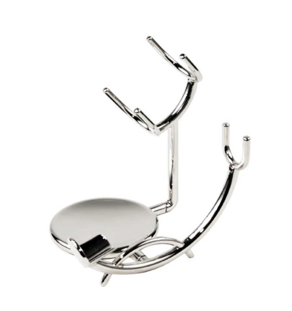 Parker - Chrome Razor And Brush Stand for Both Straight Razors and Long Handle Safety Razors