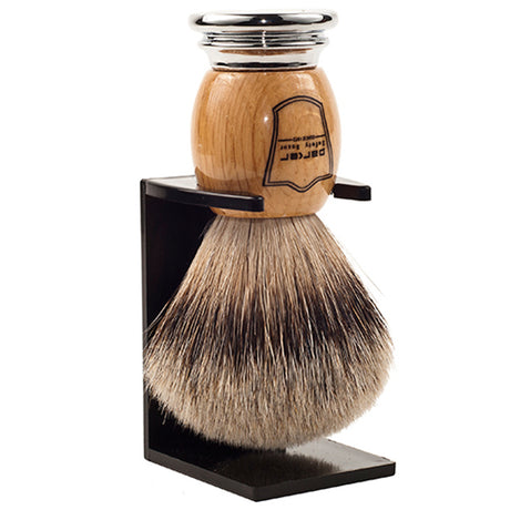 Parker - Olivewood Handle Silvertip Badger Shaving Brush and Stand