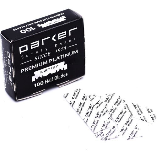 Parker - Premium Platinum Saloon Style Half Blades for Barber Razors - 100 Blades