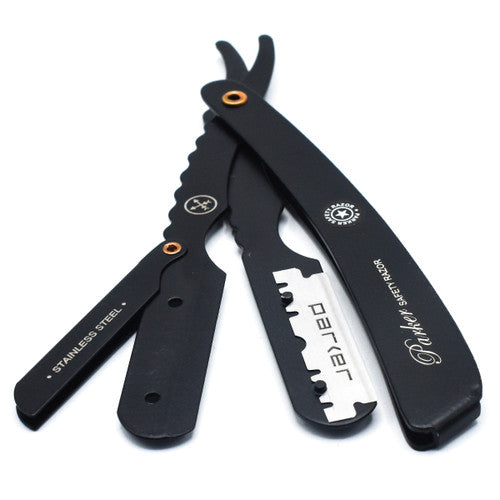 Parker - SRX Stainless Steel Shavette Straight Razor - Black Finish