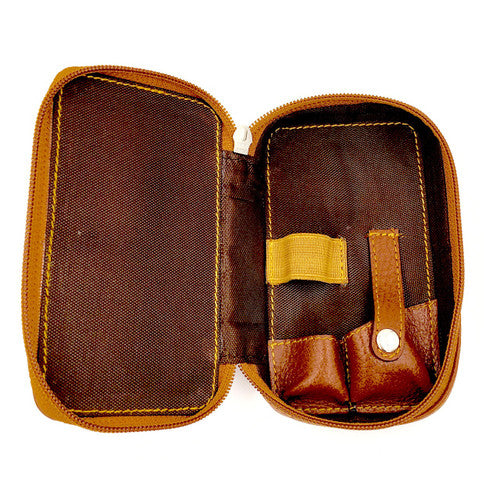 Parker - Saddle Brown Genuine Leather Safety Razor Travel Case