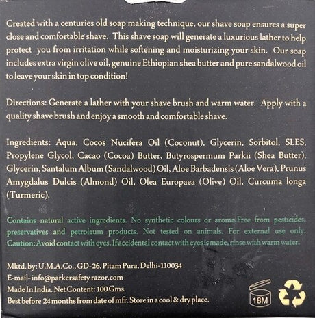 Parker - Sandalwood Shea Butter Shaving Soap