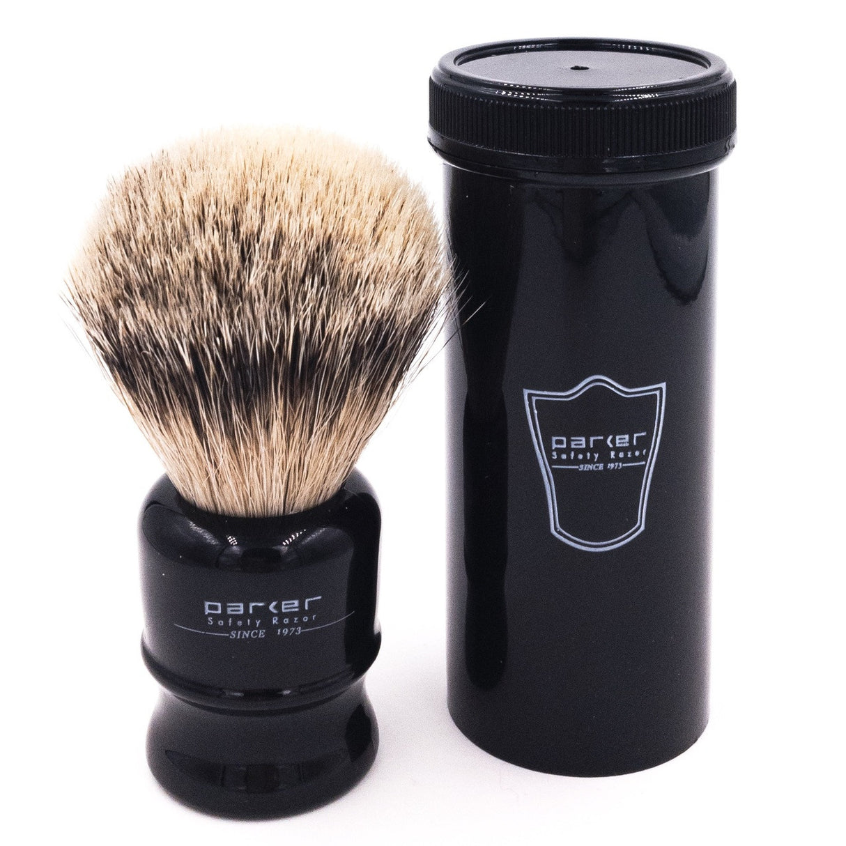 Parker - Travel Silvertip Badger Shaving Brush with Case
