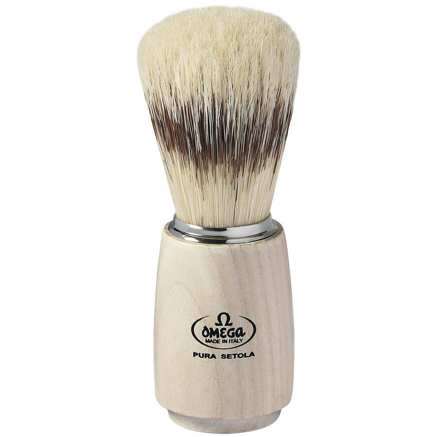 Omega Boar Bristle Shaving Brush Badger Effect With Ash Wood Handle. 11711