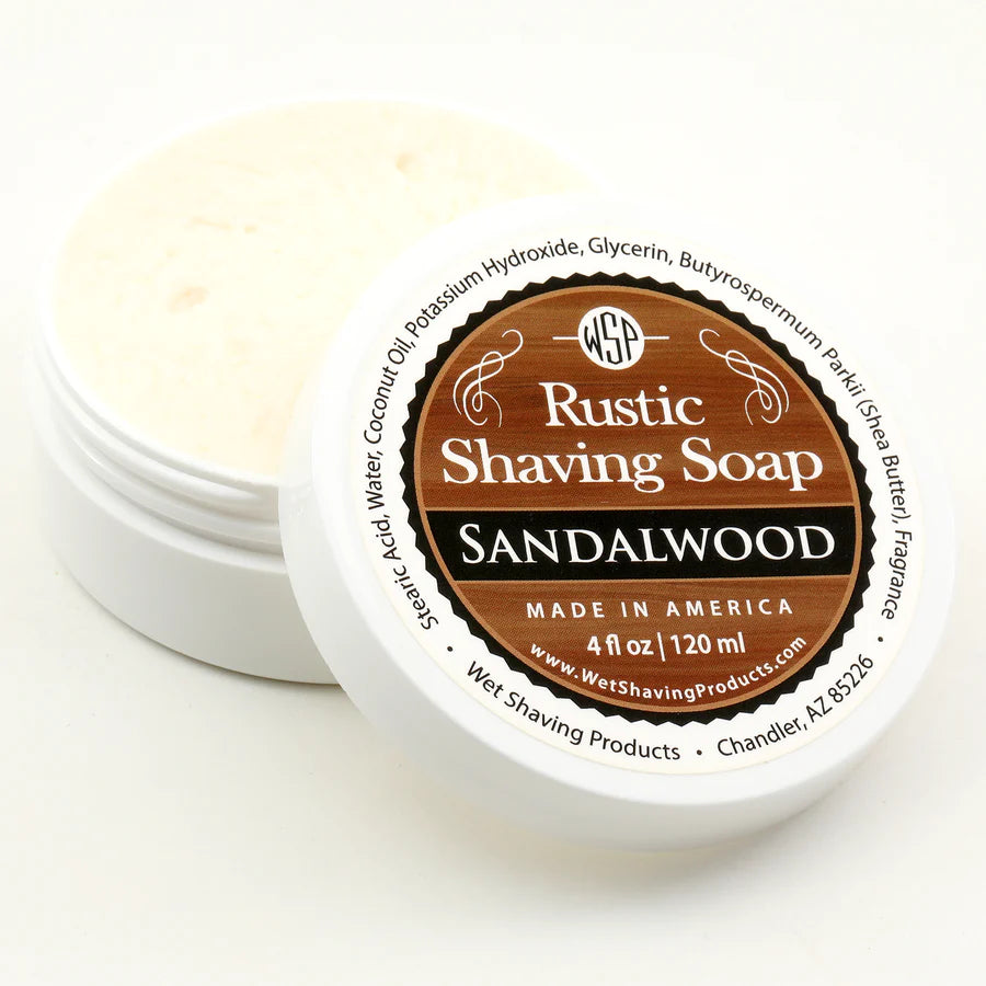 Wet Shaving Products Sandalwood Rustic Shaving Soap 4oz