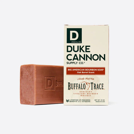 Duke Cannon honors that independent, pioneering spirit by partnering with Buffalo Trace Distillery to add their award-winning Kentucky Straight Bourbon Whiskey to this Big American Bourbon Soap.
