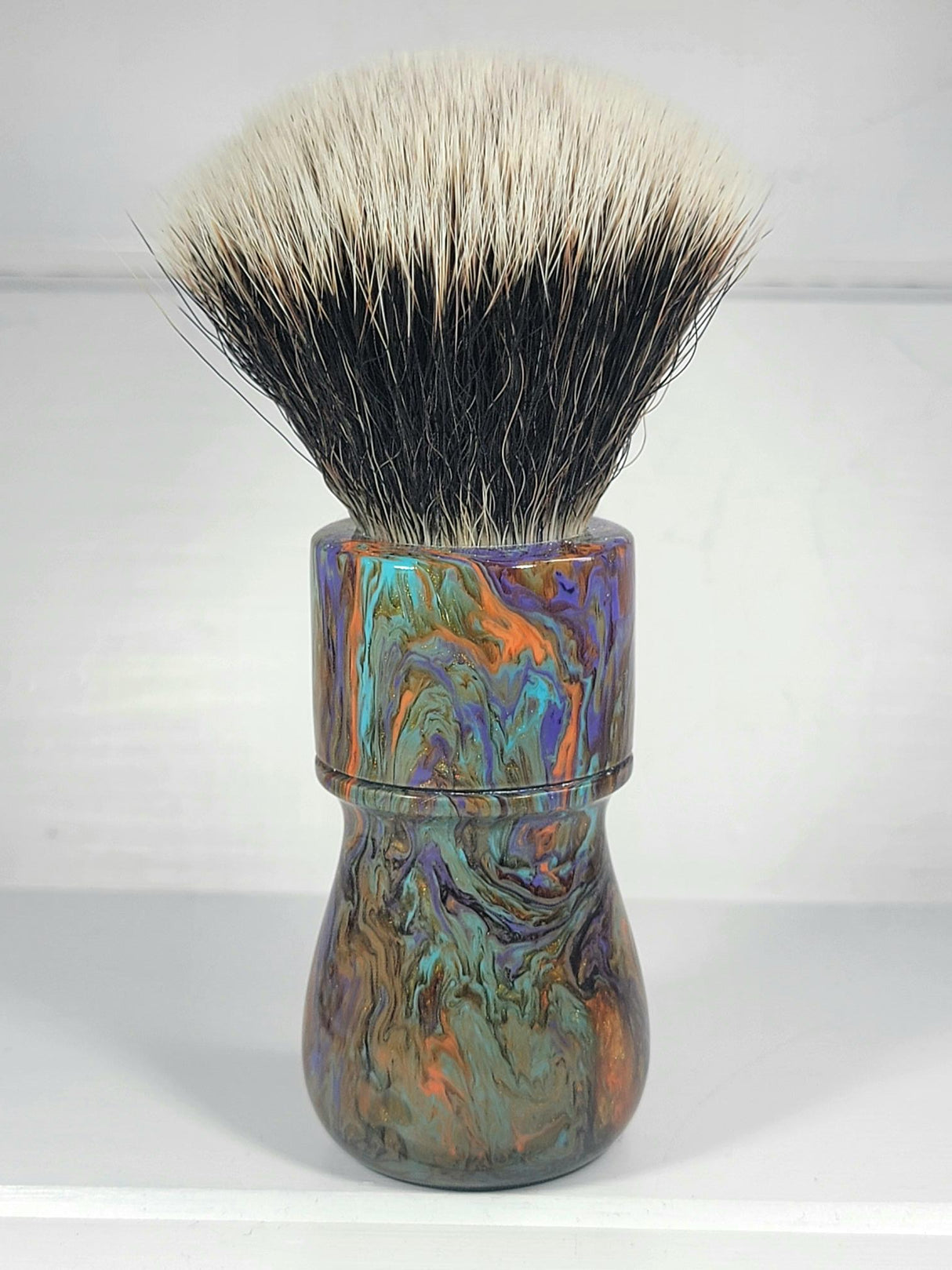Maritime Brush Co. - Half Moon - 24mm Spalted Maple Burl and Resin - Premium M5C Fan Synthetic (SHD) Knot