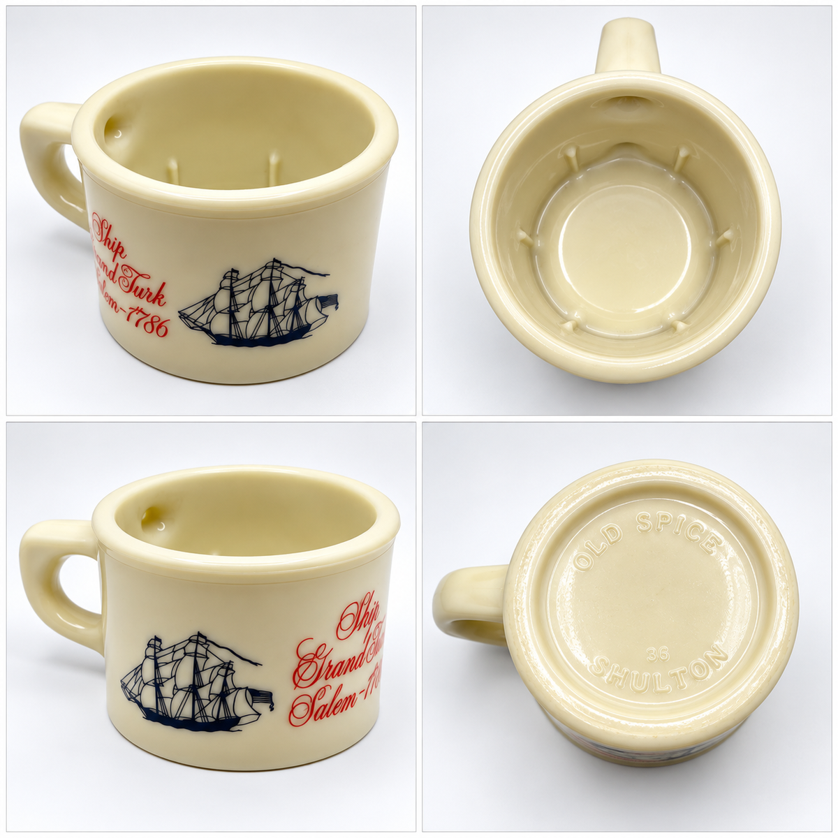 Vintage Shulton Milk Glass Old Spice Shaving Mug