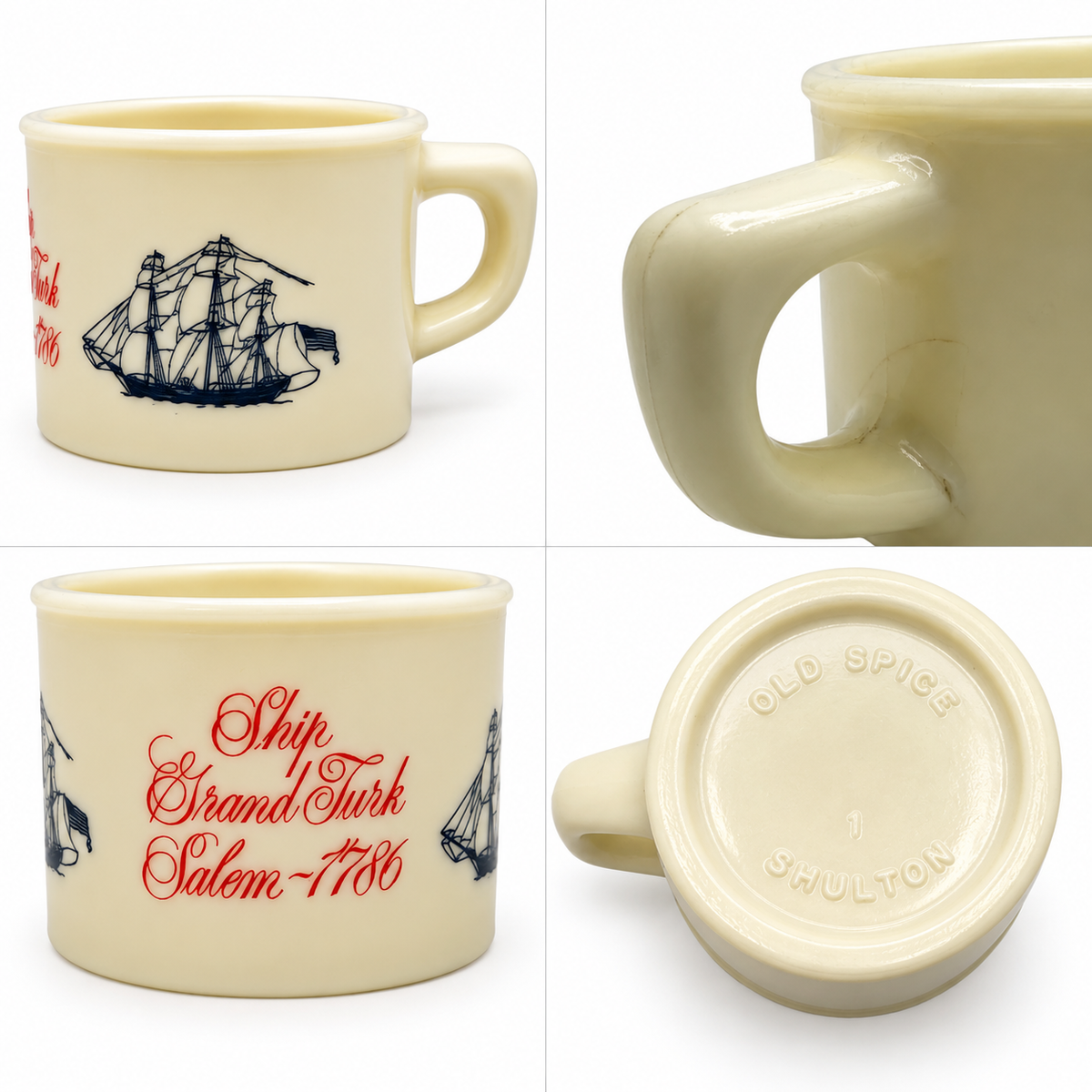 Vintage Shulton Milk Glass Old Spice Shaving Mug