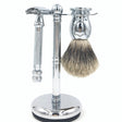 Parker 99R Heavyweight Butterfly Razor & Pure Badger Brush 3-Piece Shave Set