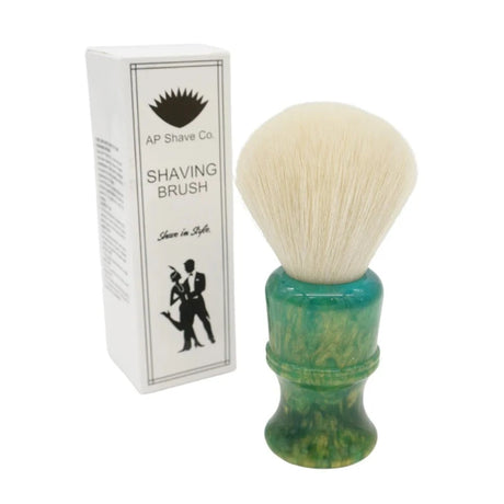 AP Shave Co. - 26mm Cashmere Bulb - Synthetic Shaving Brush - Golden Emerald Green Handle