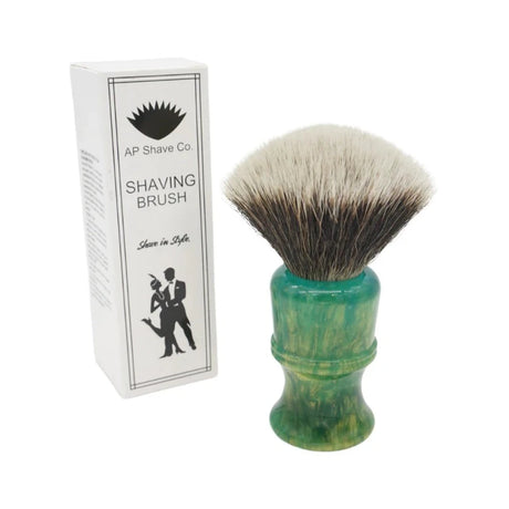 AP Shave Co. - 26mm G5C - Synthetic Shaving Brush - Golden Emerald Green Handle