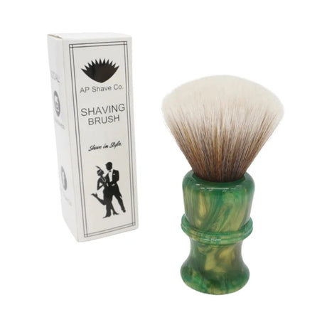AP Shave Co. - 26mm Synbad Fan - Synthetic Shaving Brush - Golden Emerald Green Handle