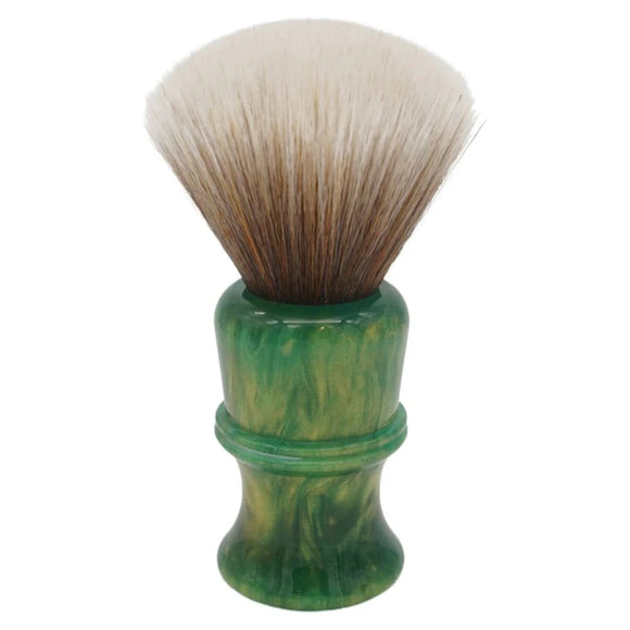 AP Shave Co. - 26mm Synbad Fan - Synthetic Shaving Brush - Golden Emerald Green Handle