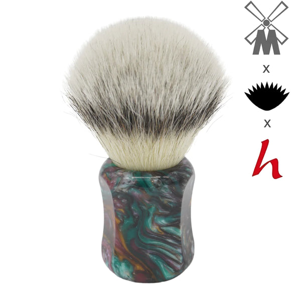AP Shave Co. x Shavemac - 25mm Mühle STF - Synthetic Shaving Brush - Dark Abalone Resin Handle #173