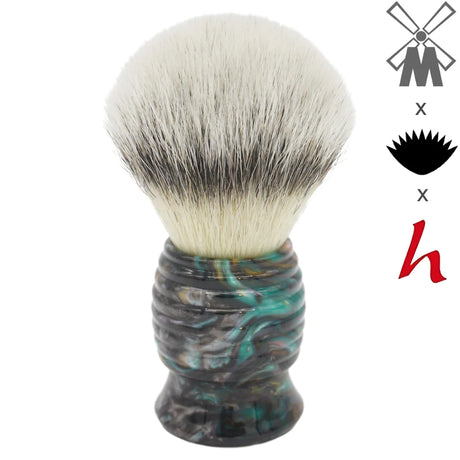 AP Shave Co. x Shavemac - 25mm Mühle STF - Synthetic Shaving Brush - Dark Abalone Resin Handle #84