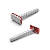 APEX AL 6063 Gray and Red Safety Razor - Aylsworth Aluminum Razor