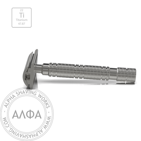 Alpha Shaving Works - Outlaw Evolution Titanium Safety Razor - Viper 95 Spiral Handle
