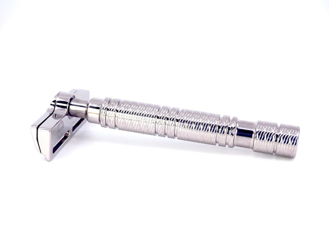 Alpha Shaving Works -Claymore Evolution Stainless Steel Single Edge Razor - Viper 95 Spiral Handle