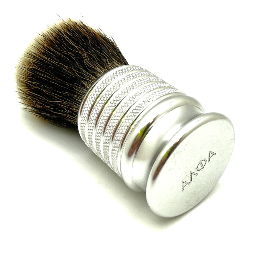 Alpha Shaving Works - El Gordo 28mm Alpha G5 Synthetic Knot Shaving Brush - Silver