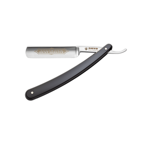 Dovo - 100 Carbon Steel 5/8 Straight Razor - Black PMMA Handle - Round Point