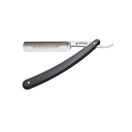 Dovo - 100 Carbon Steel 5/8 Straight Razor - Black PMMA Handle - Round Point