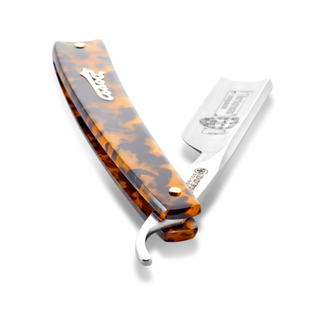 Dovo - Barbarossa Carbon Steel 5/8 Straight Razor - Faux Tortoise Shell Handle - Spanish Point