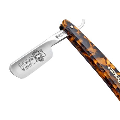 Dovo - Barbarossa Carbon Steel 5/8 Straight Razor - Faux Tortoise Shell Handle - Round Point