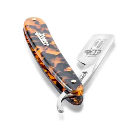 Dovo - Barbarossa Carbon Steel 5/8 Straight Razor - Faux Tortoise Shell Handle - Round Point
