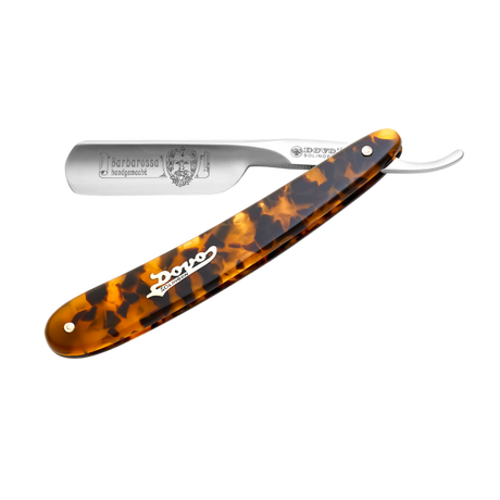 Dovo - Barbarossa Carbon Steel 5/8 Straight Razor - Faux Tortoise Shell Handle - Round Point