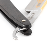 Dovo - Prima Carbon Steel 5/8 Straight Razor - Black Ebony Wood Handle - Round Point