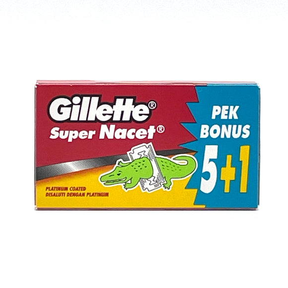 Gillette - Super Nacet Platinum Coated Double Edge Safety Razor Blades - Pack of 6 Blades