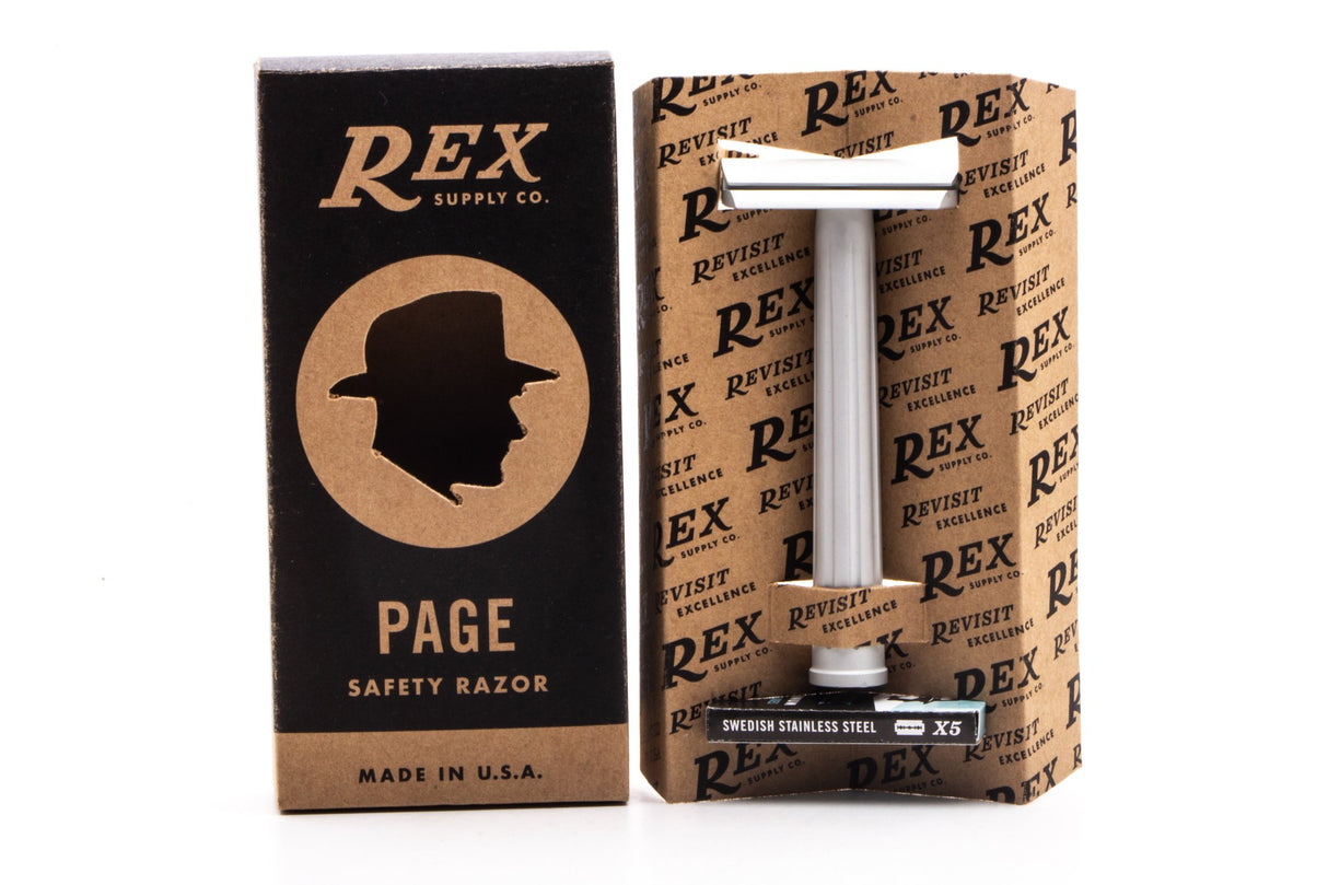 Rex Supply Co. Page Three Piece Aluminum Double Edge Safety Razor