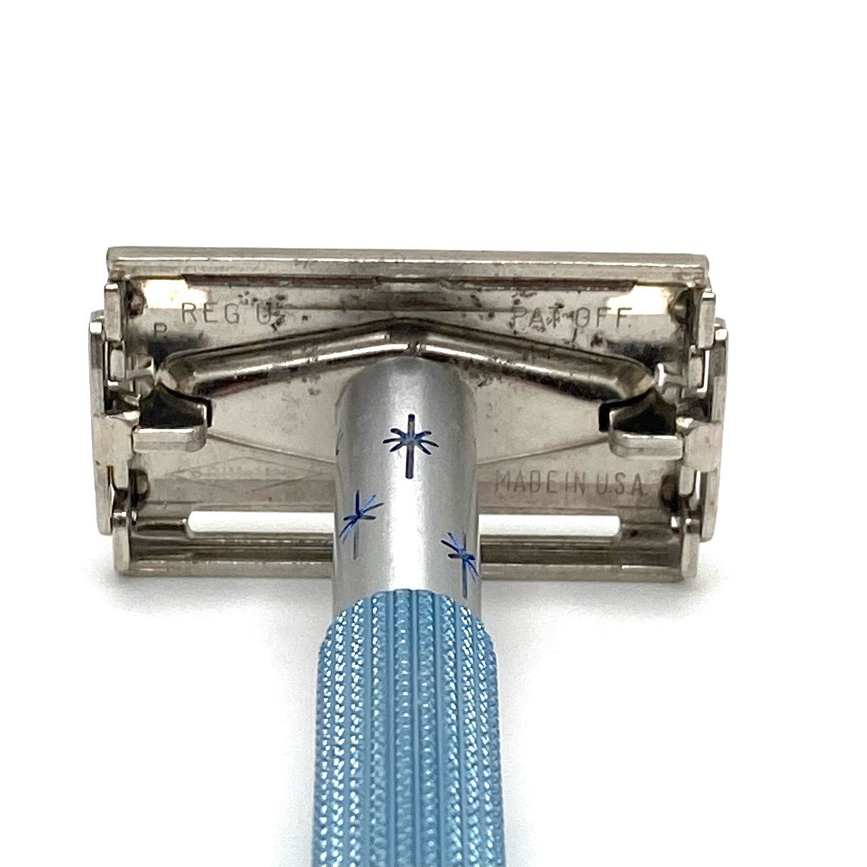 Vintage Lady Gillette Blue Star Double Edge Safety Razor Date