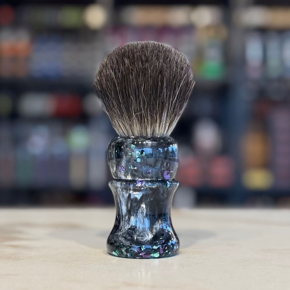 Never Alone 5 - #4 - 26mm Chocolate Badger DoughKnot Bulb - Resin Handle Shaving Brush