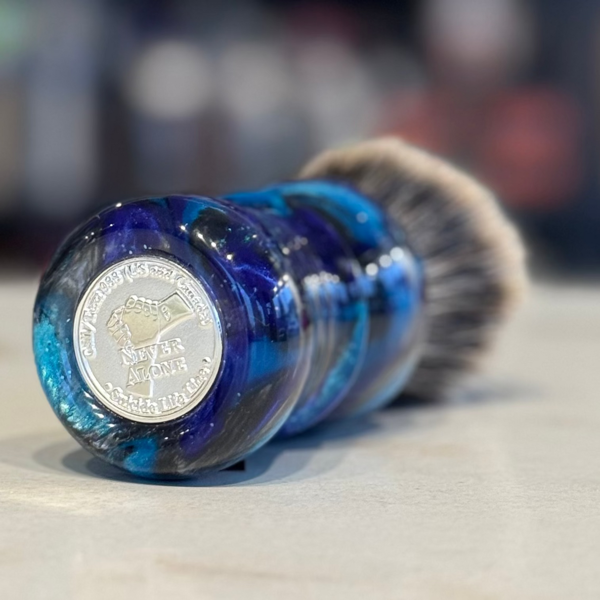 Never Alone 5 - #34 - 26mm Doughknot Badger Fan Knot - Resin Handle