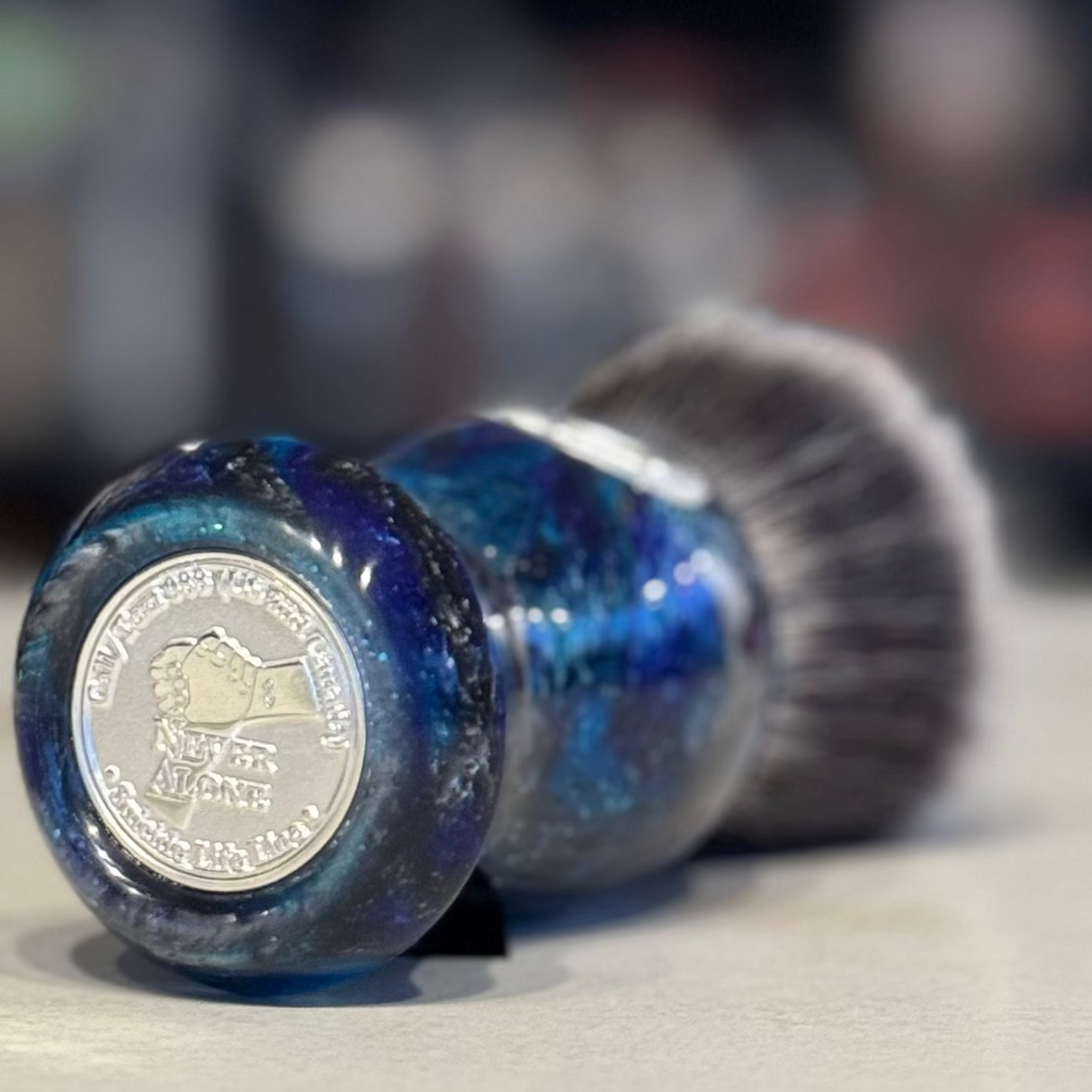 Never Alone 5 - #39 - 26mm Synthetic AK7 Fan Knot - Resin Handle Shaving Brush