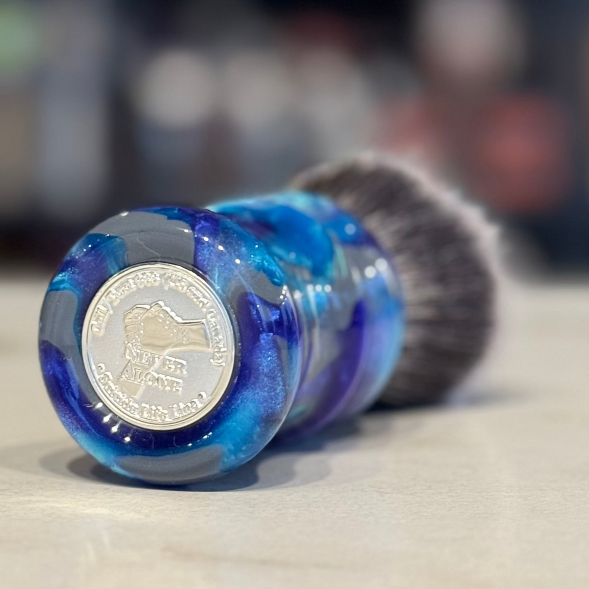Never Alone 5 - #43 - 26mm Synthetic AK7 Fan Knot - Resin Handle Shaving Brush