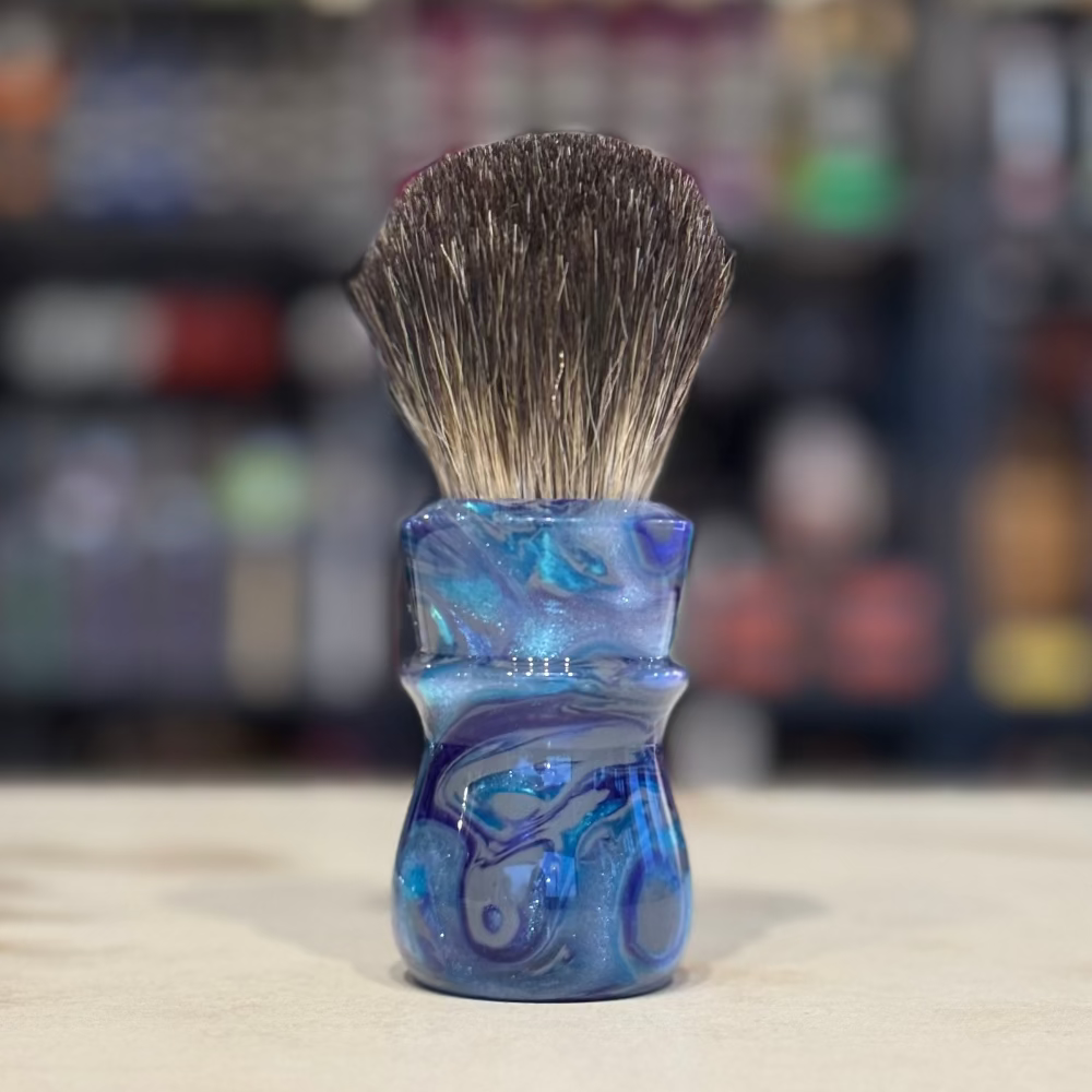 Never Alone 5 - #44 - 26mm Chocolate DoughKnot Badger Bulb - Resin Handle Shaving Brush