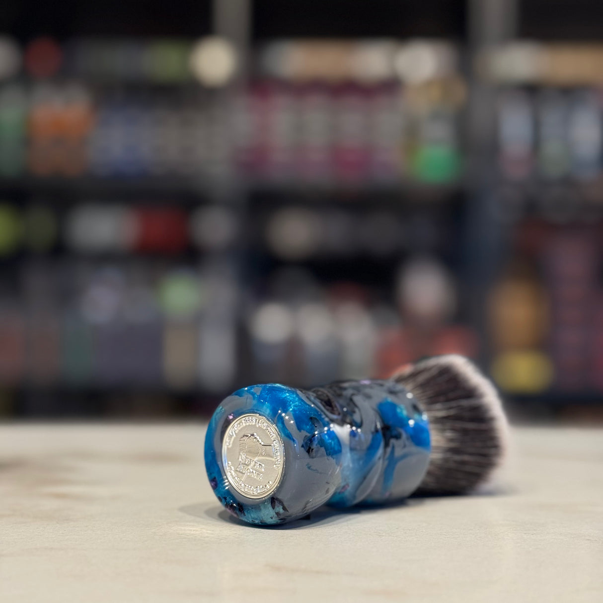 Never Alone 5 - #53 - 26mm Synthetic AK7 Fan Knot - Resin Handle Shaving Brush