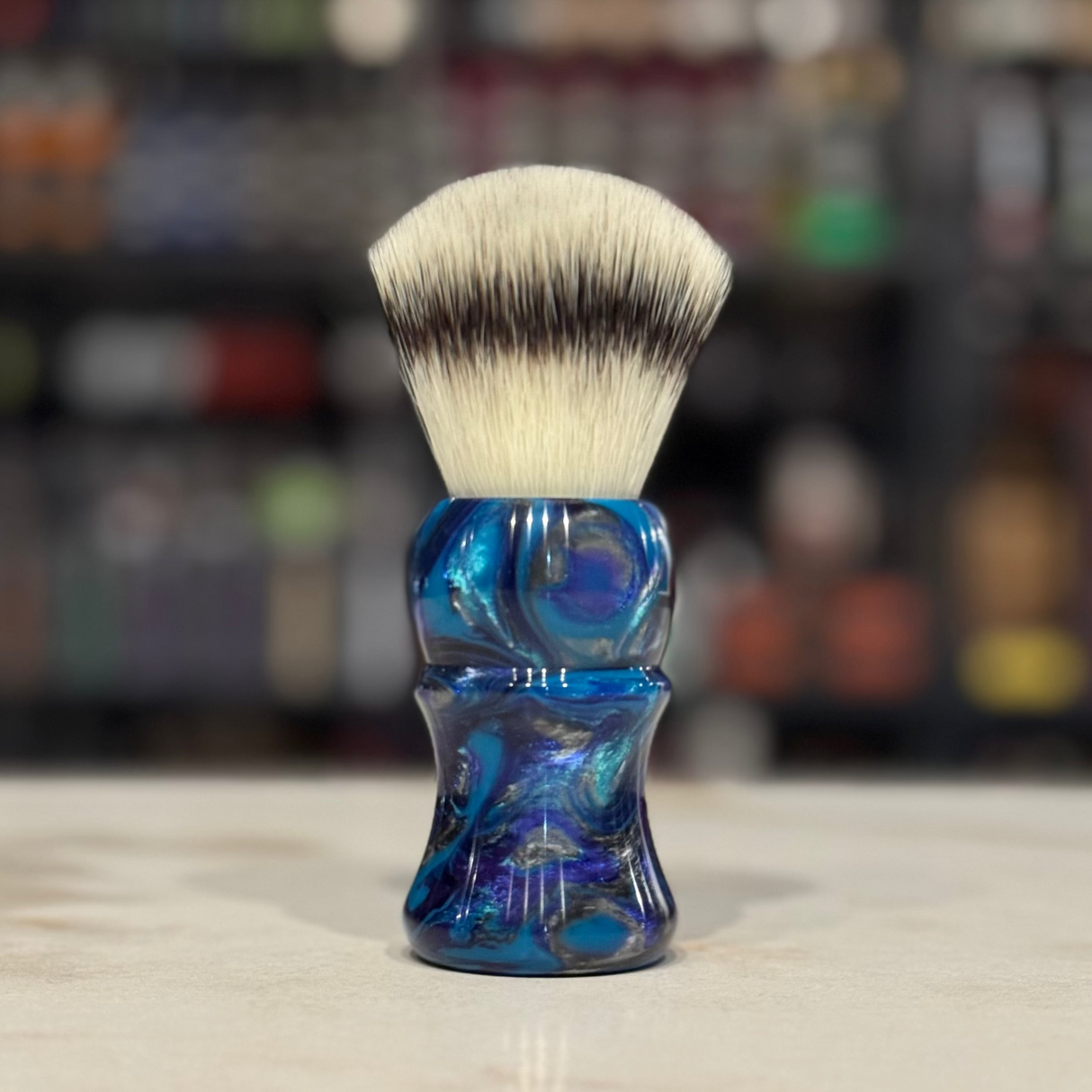 Never Alone 5 - #62 - 26mm Synthetic AK47 Fan Knot - Resin Handle Shaving Brush