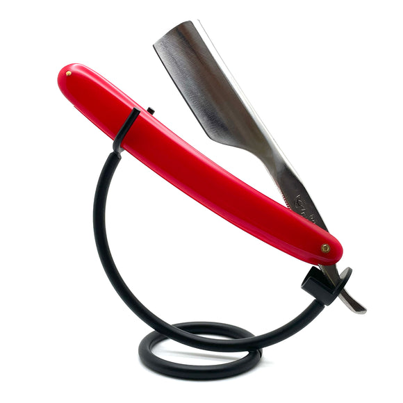 JJ Shorty - 6/8  Straight Razor - Red Acrylic Scales (Shave Ready)