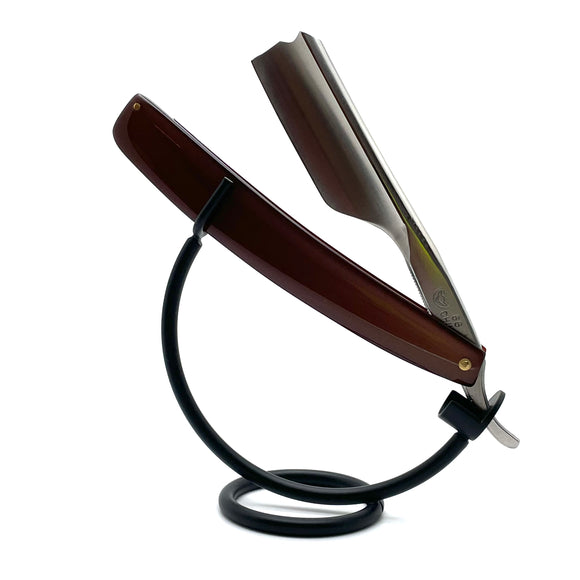 JJ Shorty - 6/8 Straight Razor with Barber Notch - Copper Acrylic Scales (Shave Ready)