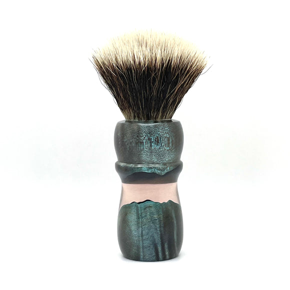 Maritime Brush Co. - Lagoon - 24mm Complex Resin and Maple Burl - Premium M5C Fan Synthetic Knot