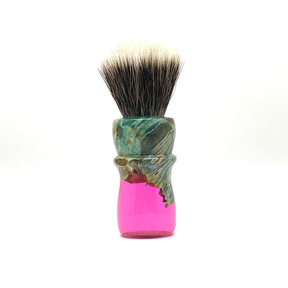 Maritime Brush Co. - Anthias 24mm Double Dyed Maple Burl - Premium M5C Fan Synthetic (SHD) Knot