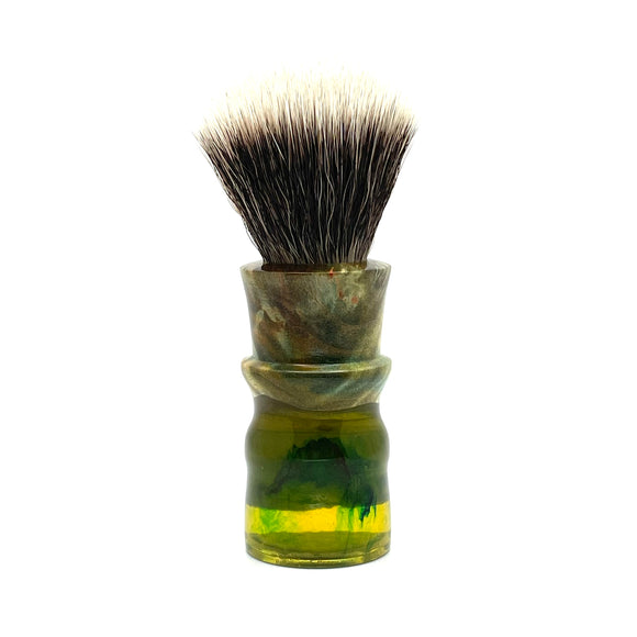 Maritime Brush Co. - Rip Tide 24mm Double Dyed Maple Burl - Premium M5C Fan Synthetic (SHD) Knot